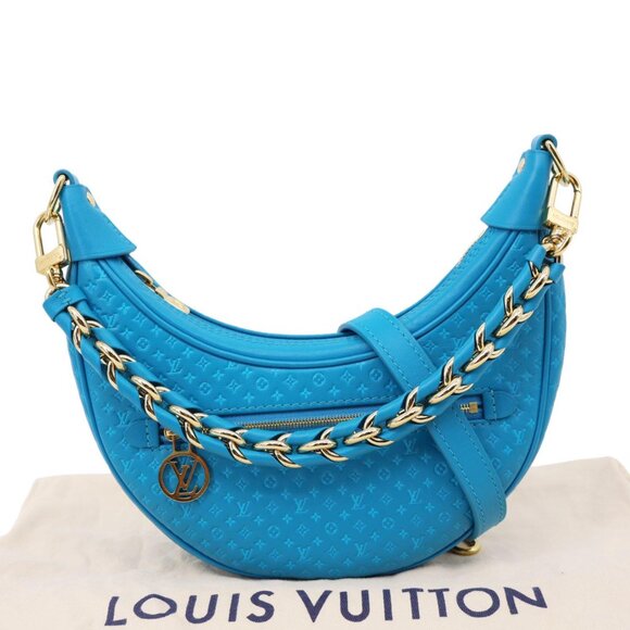 Louis Vuitton  Loop Nanogram Embossed Leather Shoulder Bag Turquoise Blue - Picture 3 of 14